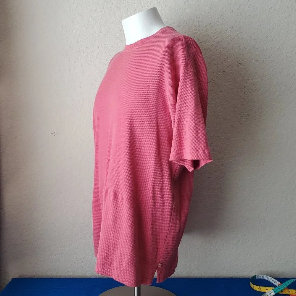 Tommy Bahama Shirt Mens M Salmon Silk blend Pull Over Short Sleeve